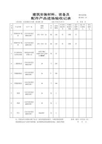 建筑安装材料、设备及配件产品进场验收记录湘质监统编