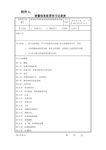 质量体系宣贯学习记录表