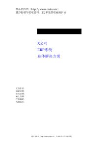 X公司ERP系统总体解决方案