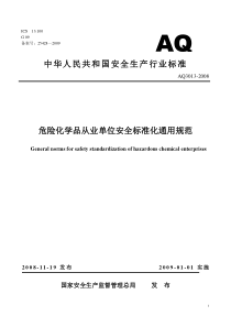 危险化学品从业单位安全标准化通用规范AQ3013-2008