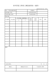 室外管道工程竣工测量成果表