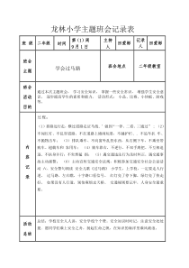 二年级主题班会记录表