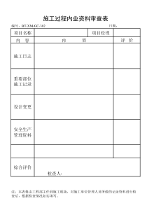 (BT-XM-GC-302)施工过程内业资料审查表