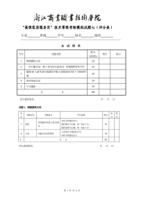 “高级客房服务员”技术等级考核模拟试题七（评分表）