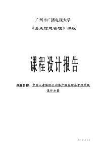 中国人寿保险公司客户服务信息管理系统设计方案课程设计