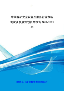 中国煤矿安全设备及服务行业市场现状及发展规划研究报