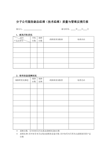 分子公司服务副总经理（技术经理）质量与管理反馈月报