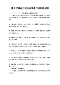 味香情太空舱果木烤吧服务员培训以及操作细则明细表