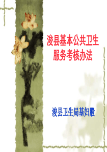 基本公共卫生服务考核办法