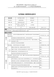 湖北新丰化纤公司质量管理部化纤检验工程师职务说明书