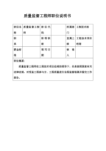 生产制造型企业质量监督工程师职位说明书