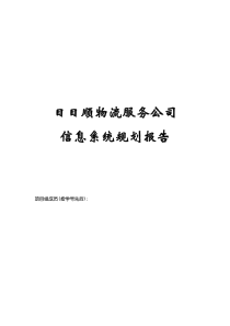 日日顺物流服务公司系统规划报告