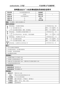 某啤酒企业分厂小灶炊事班服务员岗岗位说明书.