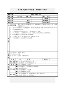 质量工程师岗位说明书