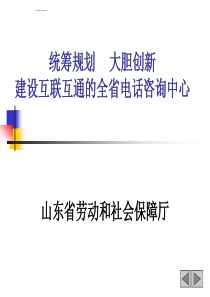 统筹规划大胆创新建设互联互通的全省电话咨询服务中心