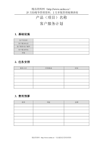 附录S-1客户服务计划