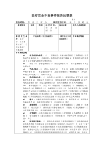 医疗安全不良事件报告反馈表