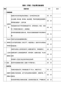 现场(吊装)作业情况检查表