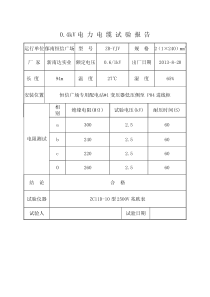 低压电缆试验报告