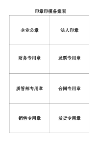 医药公司印章印模备案表