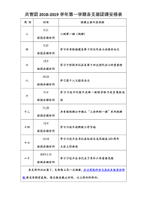 18-19学年第一学期团课安排表