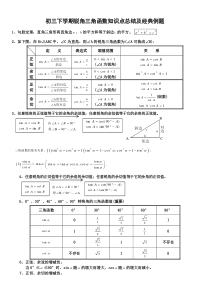 初三下学期锐角三角函数知识点总结及经典例题20171111