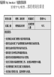 营销中心销售二部经理岗位说明书