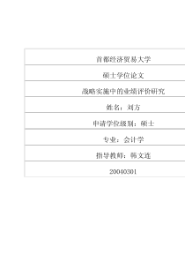 战略实施中的业绩评价研究