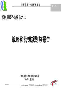 杉杉服装咨询报告之二：战略和营销管理体系