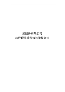 某股份有限公司总经理业绩考核与激励办法