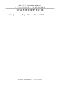 电力行业-发电部-综合管理专责关键业绩考核指标（KPI）
