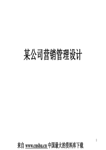 营销资料--某公司营销管理设计(PPT 219页)