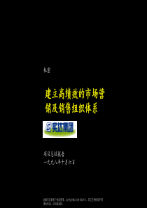 麦肯锡实达建立高绩效的市场营销及销售管理体系咨询报告