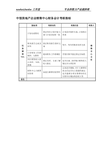 中型房地产企业销售中心财务会计考核指标