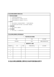 国安创想公司长话业务事业部销售主管岗位目标和考核指标说明书