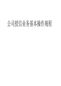 公司授信业务基本操作规程