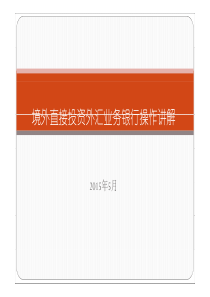 境外直接投资部分--银行办理直接投资登记业务操作实务-