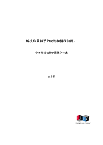 您最棘手的规划和排程问题：业务经理如何使用优化技术