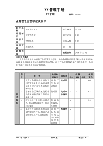 某航空物流公司业务管理主管职位说明书及关键绩效标准