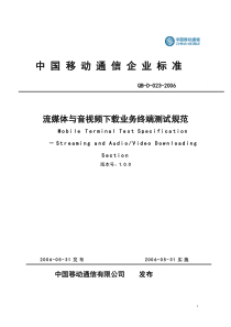 流媒体和音视频下载业务终端测试规范