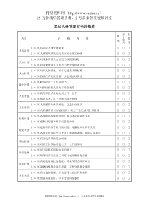 酒店人事管理业务评核表