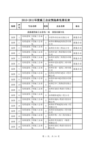 XXXX-XX年度施工企业预选承包名录