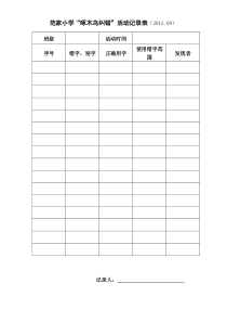 范家小学“啄木鸟纠错”活动记录表