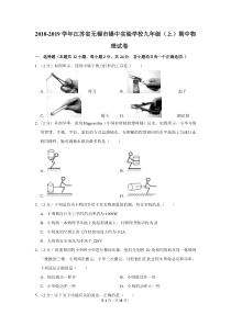 2018-2019学年江苏省无锡市锡中实验学校九年级(上)期中物理试卷