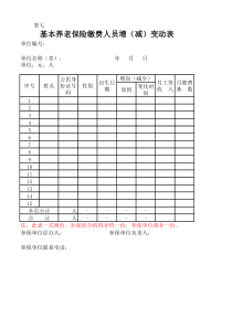 基本养老保险缴费人员增减变动表