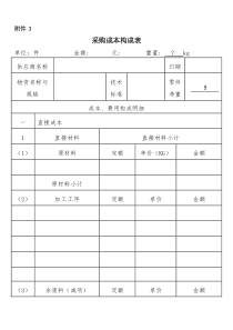 采购报价单及成本分析表空白表