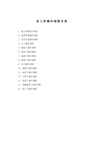 操作规程目录及文件((2016年安全生产许可证)