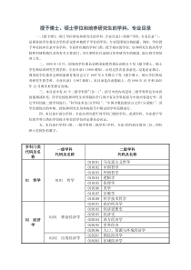 授予博士、硕士学位和培养研究生的学科、专业目录