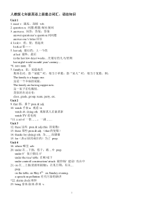 人教版七年级英语上册重点词汇、语法知识