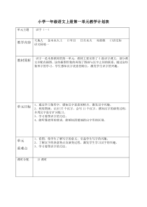 部编小学一年级语文上册单元计划